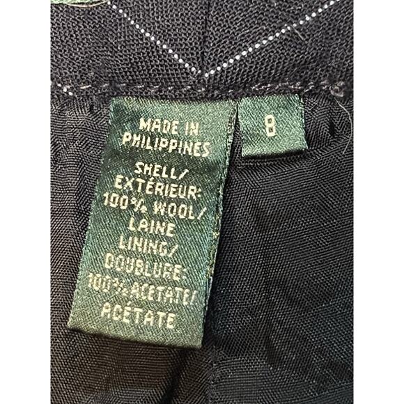 Lauren Ralph Lauren Womens‎ Size 8 Wool Pleated Pants PinStripe Navy Blue - Picture 9 of 13